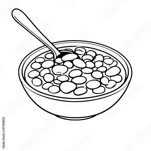 A Bowl Of Round Cereal With A Spoon Ready For Breakfast