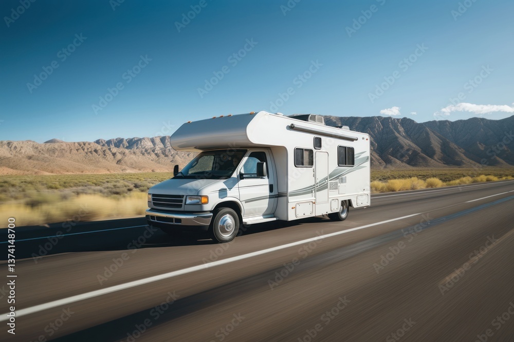 White motor home vehicle highway van. White motor home vehicle highway van.