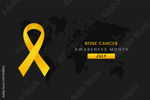 GV139_Bone_Disease_240301Bone Disease awareness with month, Grey background design with Yellow silk ribbon.