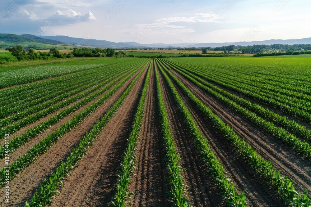 Incredible view of revitalized corn rows flourishing in the sun, highlighting the relationship between nature, agricultural practices, and the beauty of rural life. Incredible view of revitalized corn rows flourishing in the sun, highlighting the relationship between nature, agricultural practices, and the beauty of rural life.