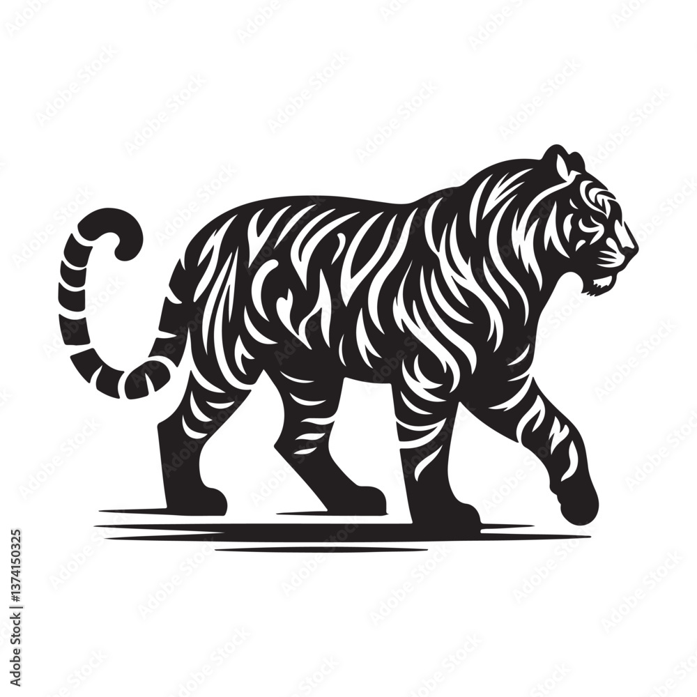 Naklejka premium tiger silhouette vector art illustration .eps