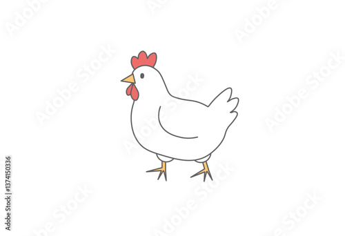 ニワトリ, 鳥, 動物, ファーム, 畜産, 養鶏, 鶏, ニワトリ, 家畜, おんどり, 羽, くちばし, 農学, 農業, 自然,動物, たまご, 食育, 農業, 農業男子, 田舎暮らし, 自給自足, エプロン, 帽子, 飼育, 手に持つ, 笑顔, 人物, イラスト, ベクター, シンプル, カラー, 無背景, ファーム, 農場, 食料自給率, 地産地消, 鶏肉, 食材, 収穫, 生産者, 持続