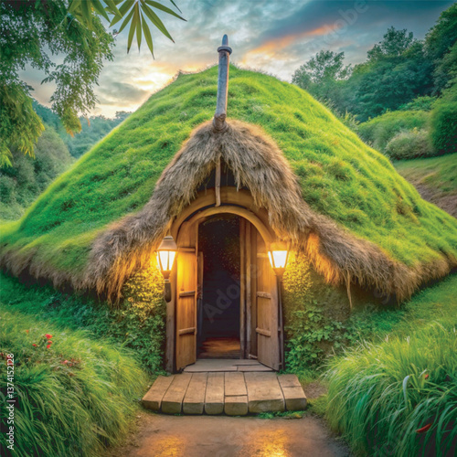 Adobe IlluA cozy underground hut built for national underground america daystrator Artwork
