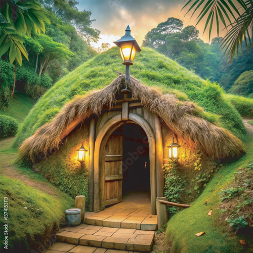 Adobe IlluA cozy underground hut built for national underground america daystrator Artwork