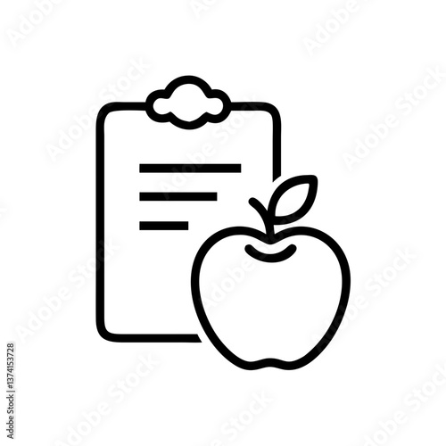 Meal planning with apple and checklist in a simple linear design
