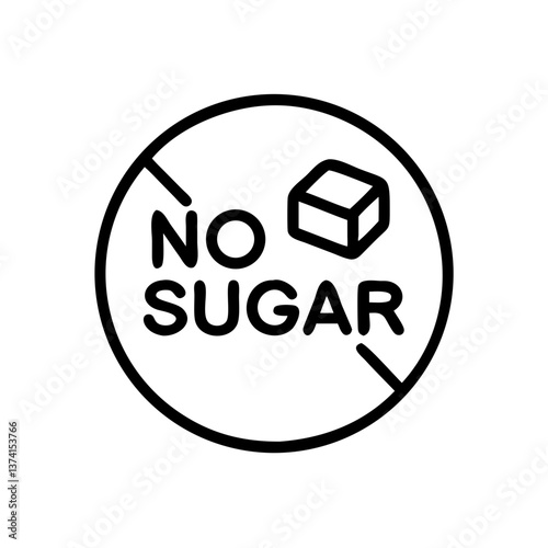 No sugar sign with cube sugar icon in a simple linear vector style