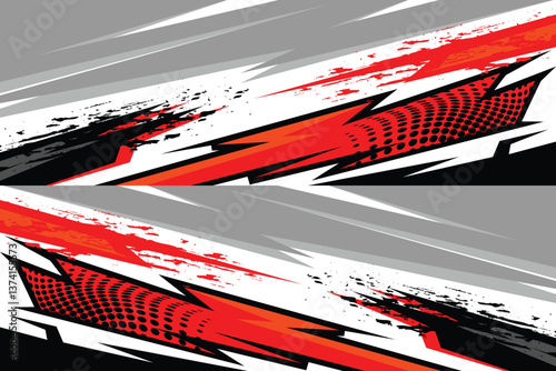 Racing Car Wrap Livery Design vector in a color red and black  file eps 10 print ready file