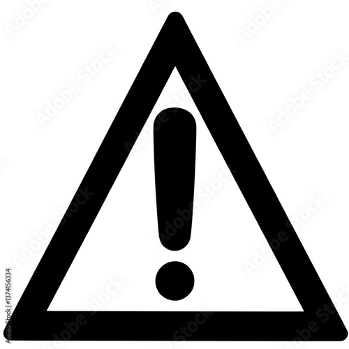 Minimalist black silhouette of a warning triangle with exclamation mark representing caution