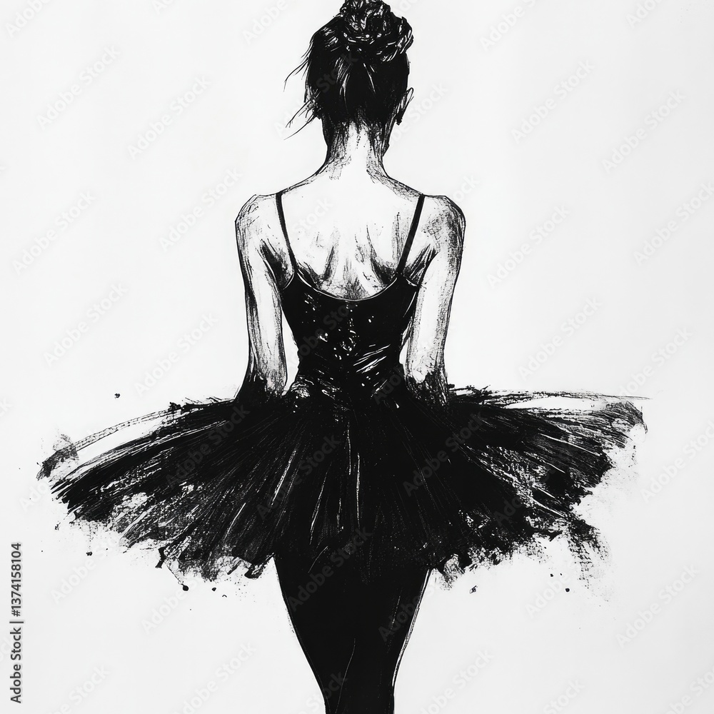 Fototapeta premium woman, beauty, ballerina, dance, flowers, dancer, draw, vector, fashion, silhouette, vector, model, hair, illustration, flower, people, body, person, design, glamour, lady, black, dress, art, floral, 
