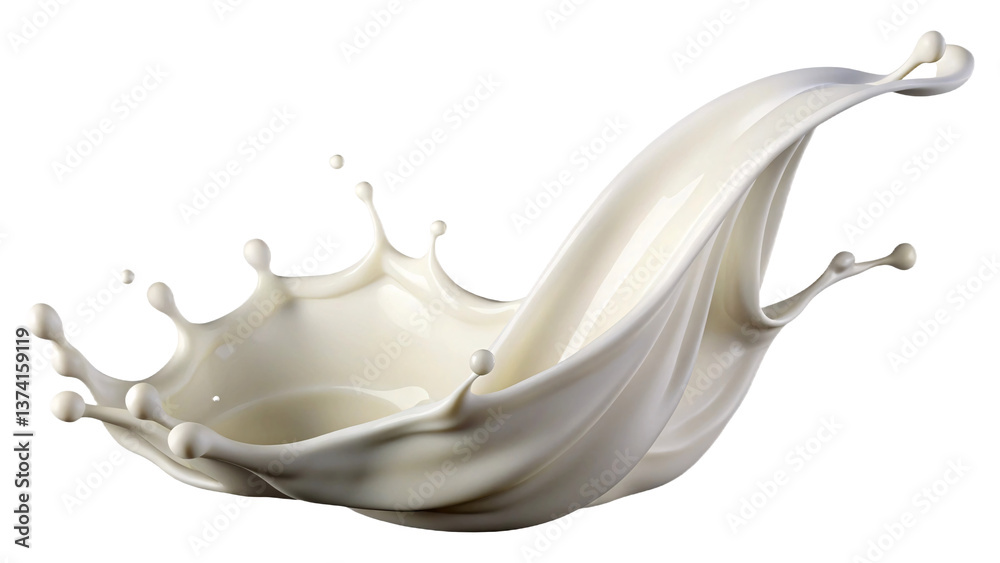 3D Realistic Rendering of Milk Flowing from a Glass. Transparent Background PNG. 3D Realistic Rendering of Milk Flowing from a Glass. Transparent Background PNG.
