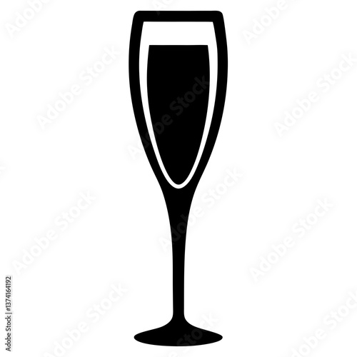 champagne glass on white background