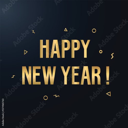 Happy New Year gold text on dark background