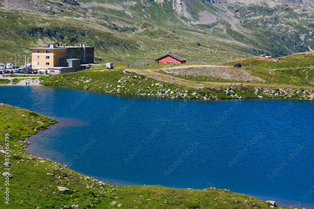 Naklejka premium Alpine view at the famous Bernina Pass, Switzerland. 