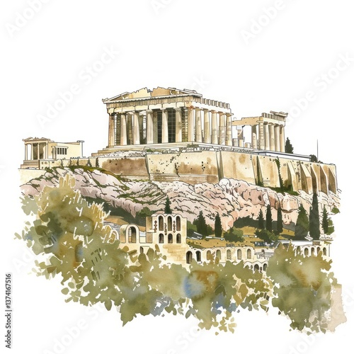 A Greek acropolis of athens architecture parthenon building.