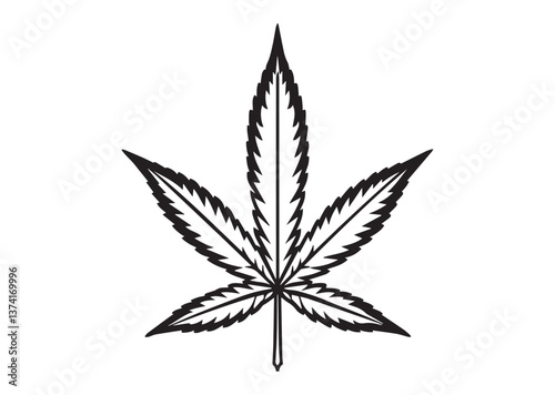 Marijuana hemp leaf Silhouette Vector