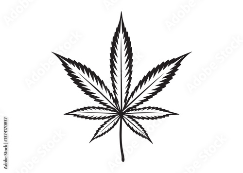 Marijuana hemp leaf Silhouette Vector
