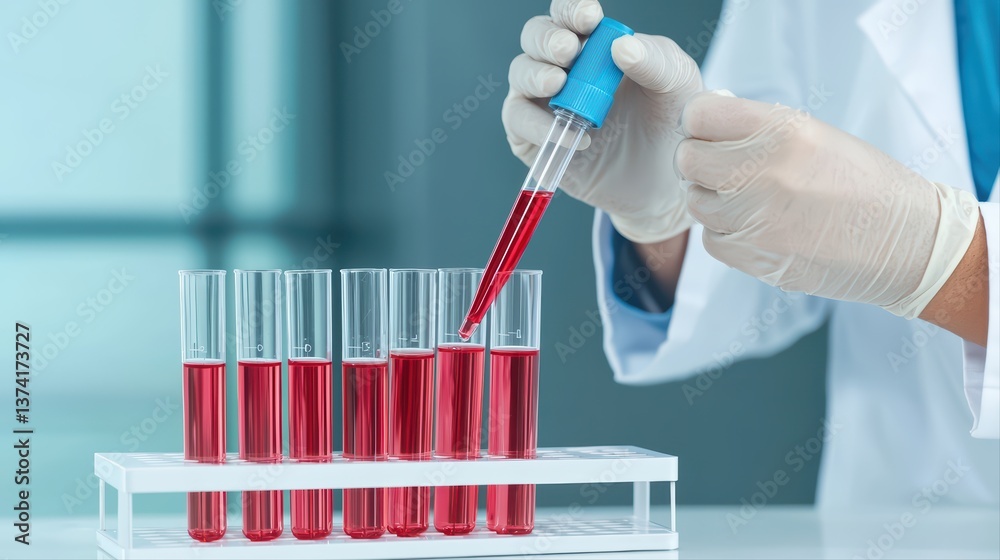 Laboratory technician conducting blood sample analysis Laboratory technician conducting blood sample analysis