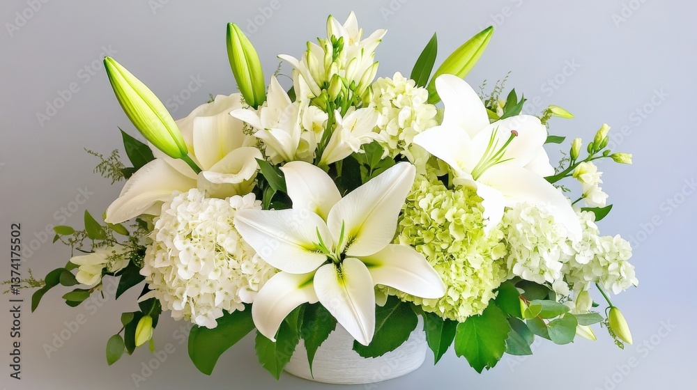 Fototapeta premium Floral arrangement display indoor studio decorative content minimalist environment close-up view elegance and beauty