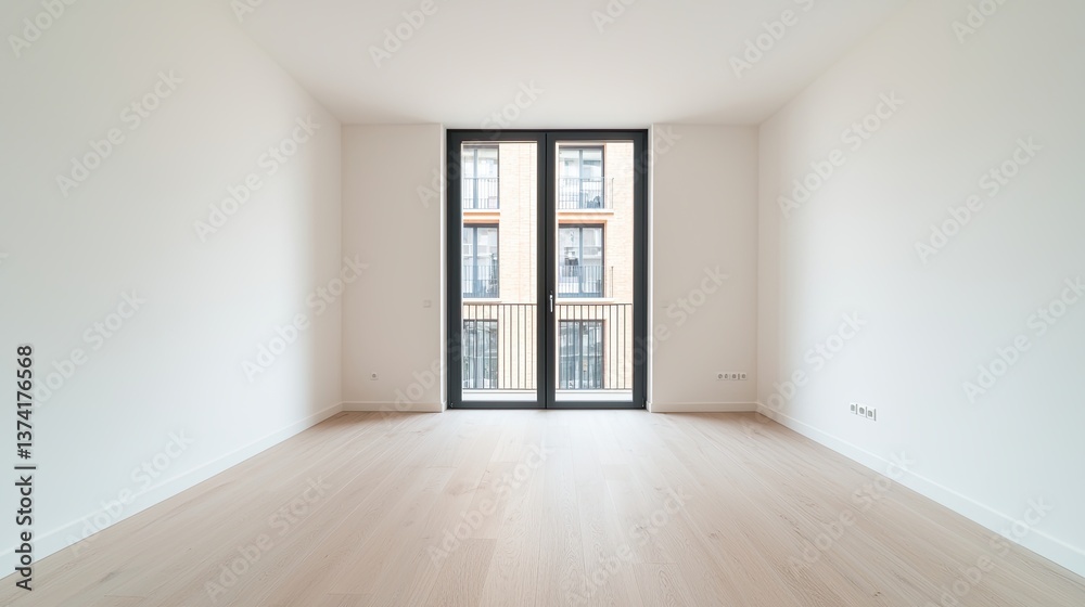 Fototapeta premium Empty modern apartment interior urban setting real estate photography minimalist design natural light home concept