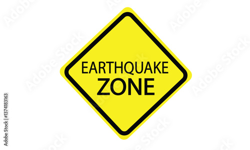 earthquake zone sign symbol decoration icon object warning sign fracture yellow color safety danger risk disaster symbol roadsign damage communication construction problem earthquake zone sign waring 