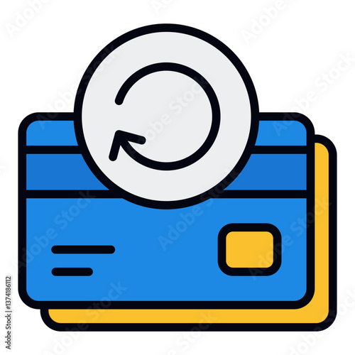 Auto Debit Icon. Automated bank payment symbol. Recurring bill deduction and financial transaction sign - stock vector. Filled Line Icon