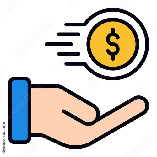 Fast Transfer Icon. Quick money transaction symbol. Instant payment and digital finance sign - stock vector. Filled Line Icon