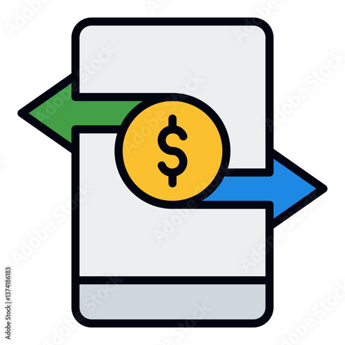 Money Transfer Icon. Digital remittance symbol. Online banking and secure financial transaction sign - stock vector. Filled Line Icon