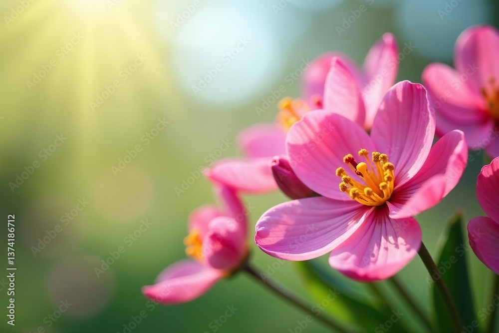 Fototapeta premium Vibrant close-up of blooming spring flowers in full bloom, vibrant, fresh