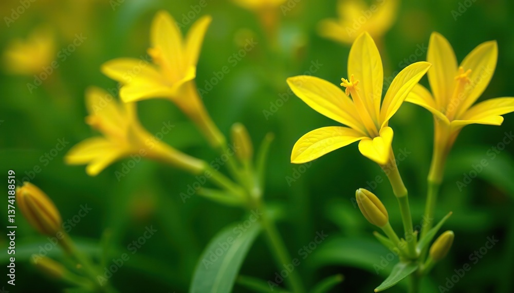 Vibrant yellow flowers of Cytisus x praecox 'Allgold' against green foliage, blossom, horticulture Vibrant yellow flowers of Cytisus x praecox 'Allgold' against green foliage, blossom, horticulture