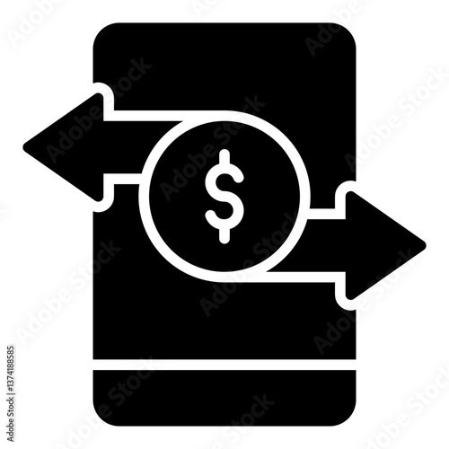 Money Transfer Icon. Digital remittance symbol. Online banking and secure financial transaction sign - stock vector. Glyph Icon