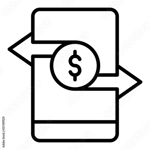 Money Transfer Icon. Digital remittance symbol. Online banking and secure financial transaction sign - stock vector. Outline Icon