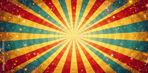Vintage circus background with retro rays layout and sunbeam burst, perfect for party invitations, carnival tickets, fair posters, and Chapiteau circus designs,  cover,  Chapiteau