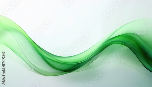 abstract green wave pattern on white background, smooth flowing curves, modern digital artwork for background, branding, or web design


