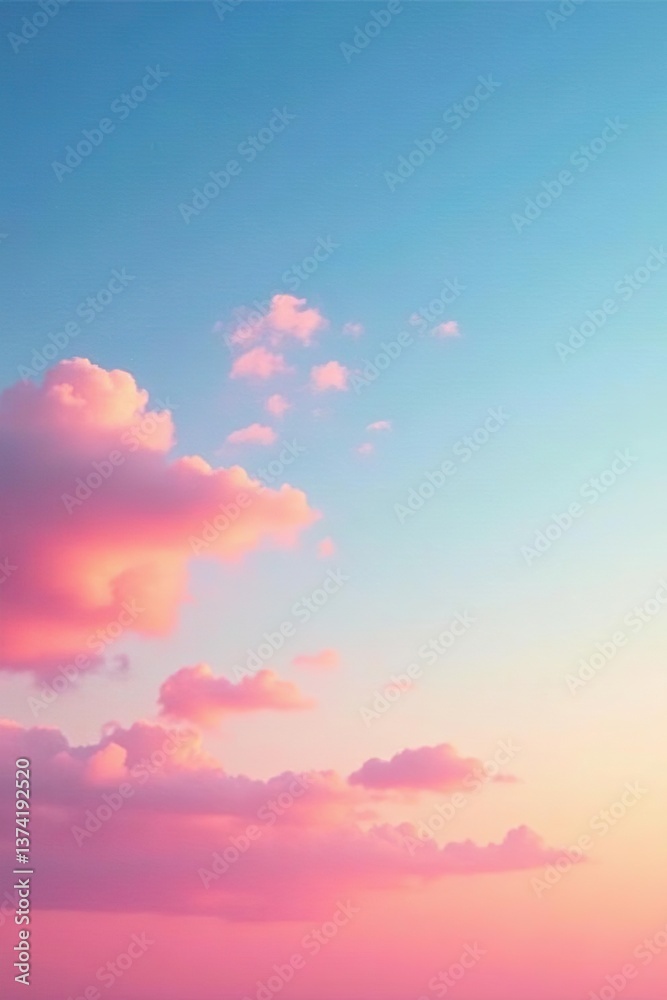 Fototapeta premium Vibrant summer sky gradient with soft pink, orange, and blue hues, gradient, colorful