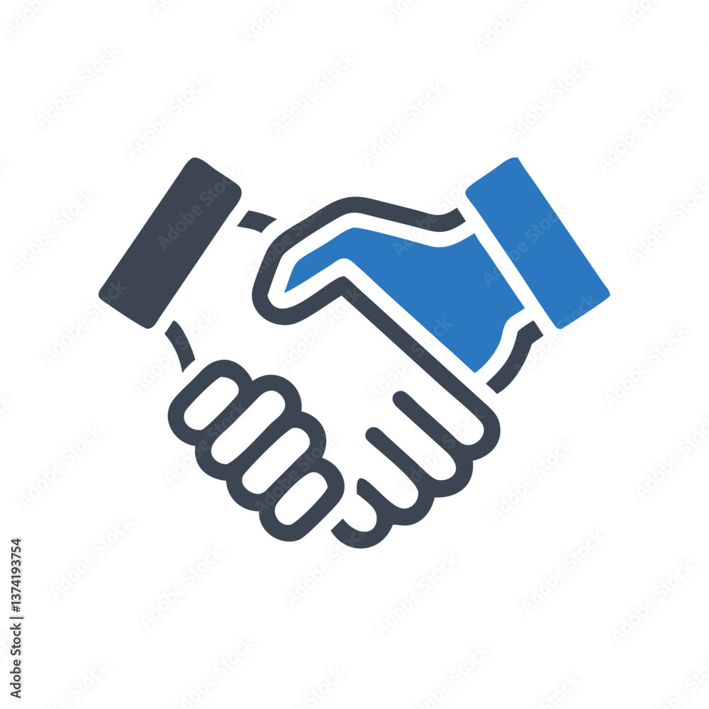 Stylized handshake icon in blue and gray colors for business and partnership themes Stylized handshake icon in blue and gray colors for business and partnership themes
