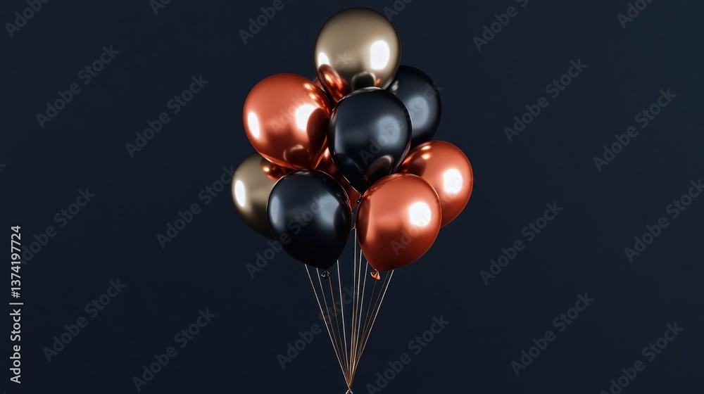Mixed matte and glossy balloons, creating contrast on a deep navy-blue background Mixed matte and glossy balloons, creating contrast on a deep navy-blue background