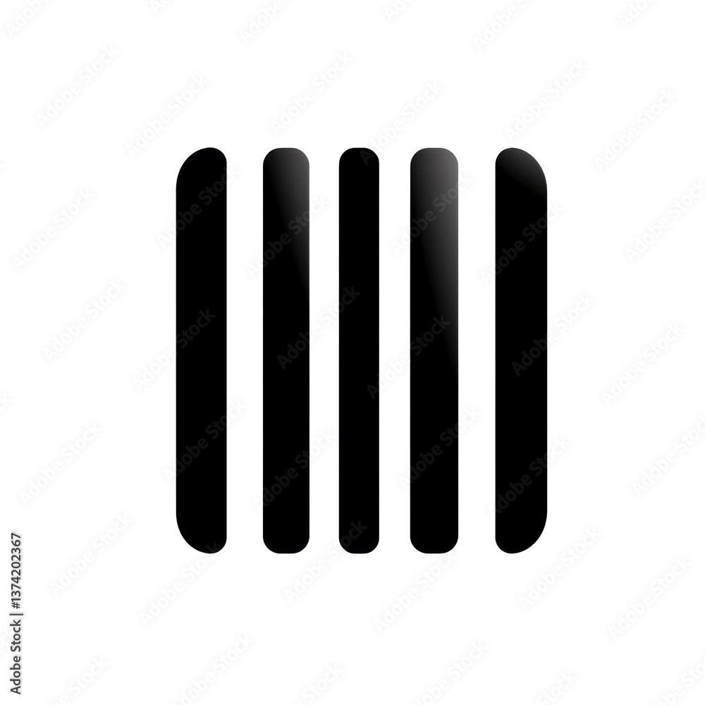 Minimalist design featuring five vertical lines in varying thicknesses, creating modern and sleek appearance. This abstract representation can evoke feelings of simplicity and elegance Minimalist design featuring five vertical lines in varying thicknesses, creating modern and sleek appearance. This abstract representation can evoke feelings of simplicity and elegance