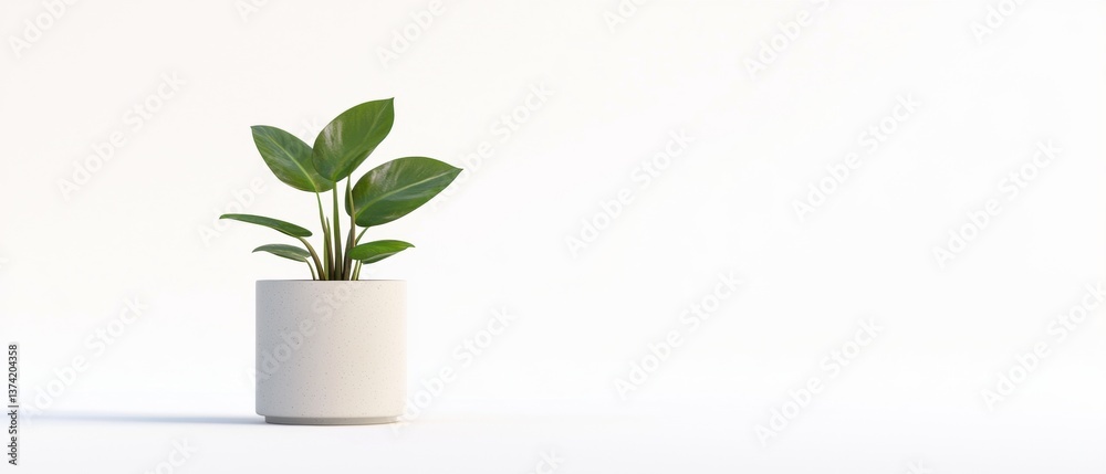 3d rendering of a potted plant. the plant is in a white ceramic pot with small dots on it. the pot is round and has a smooth surface. it is placed on a plain white background. 3d rendering of a potted plant. the plant is in a white ceramic pot with small dots on it. the pot is round and has a smooth surface. it is placed on a plain white background.