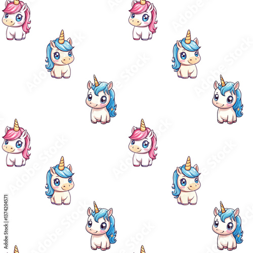seamless pattern of cute cartoon unicorns