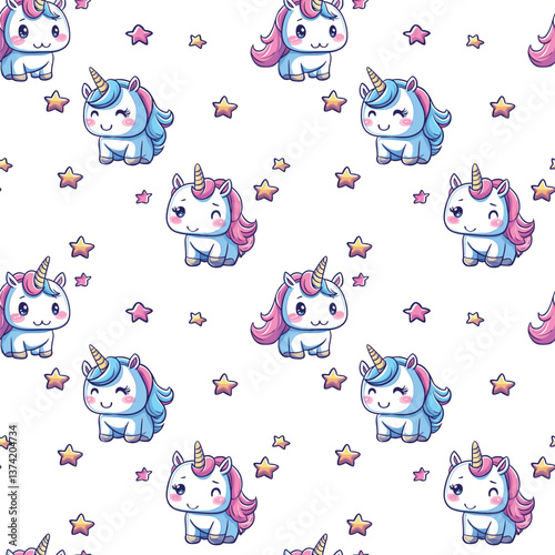 seamless pattern of cute cartoon unicorns