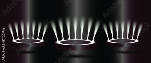  Luxury podium in dark shinning spot light, can be used in online selling market flyer, product promotion, advertising, discount announcement, easily editable flyer, vector art illustration