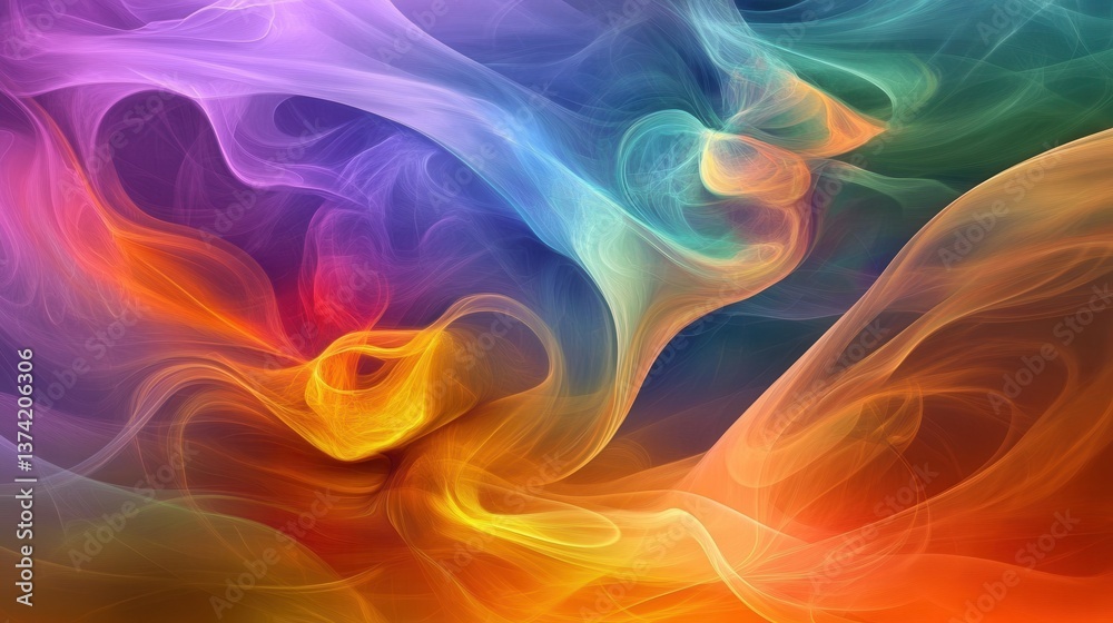 Obraz premium Abstract Colorful Swirls Vibrant Flowing Lines Digital Art Background