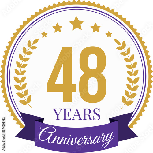 Logo 48 Years Anniversary Celebration Design Template.
