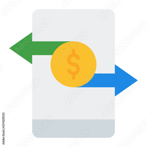 Money Transfer Icon. Digital remittance symbol. Online banking and secure financial transaction sign - stock vector. Flat Icon