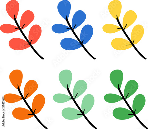 Set of leaf cartoon drawing vector.