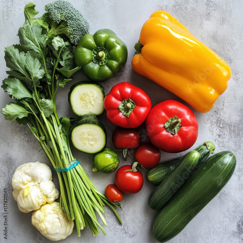 realistic keto diet vegetables scattered on the countertop 