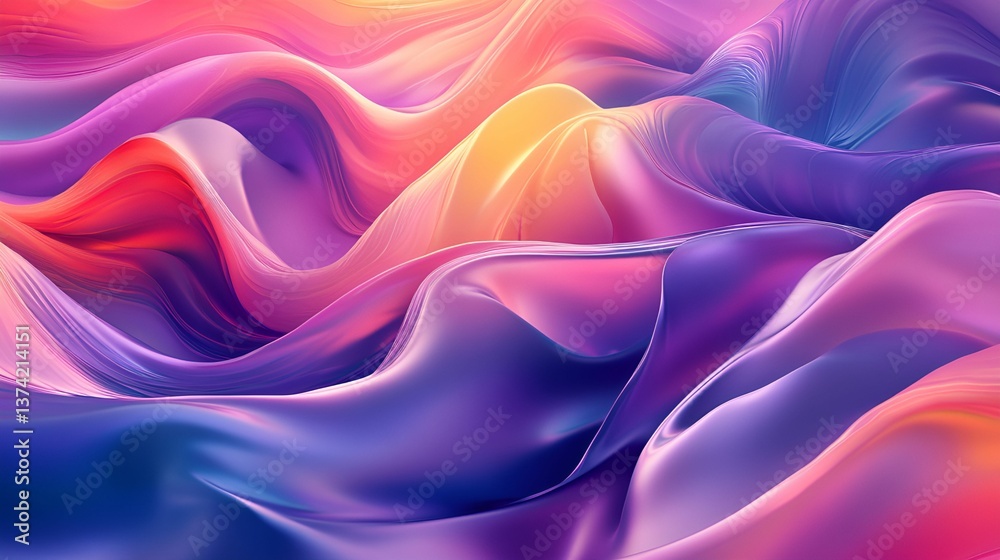 custom made wallpaper toronto digitalA vibrant abstract wave of colors, showcasing fluid patterns in shades of purple, pink, and blue, creating a dreamy and dynamic visual experience.