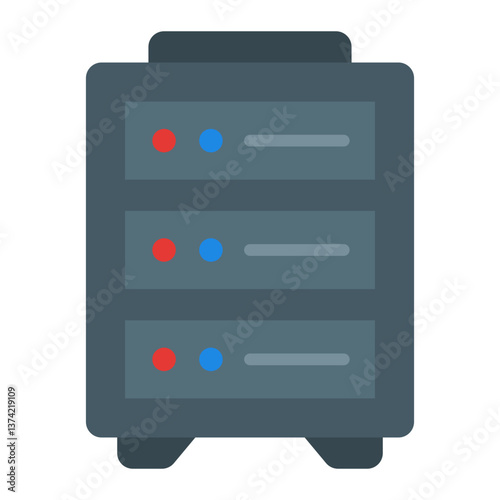 Server Rack Icon. Data storage unit symbol. Cloud computing and IT infrastructure sign - stock vector. Flat Icon