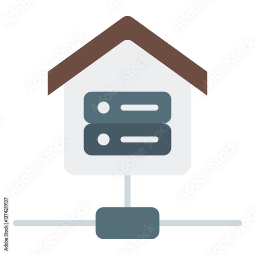 Server Room Icon. Data center facility symbol. Cloud hosting and IT networking sign - stock vector. Flat Icon