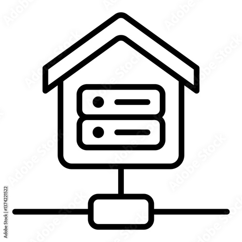 Server Room Icon. Data center facility symbol. Cloud hosting and IT networking sign - stock vector. Outline Icon